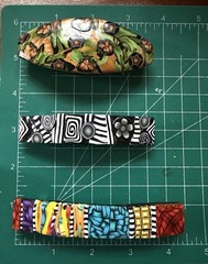 3 Artisan OOAK Polymer Clay Barrette Made-In-France Hair Clips 3 1/2” – 4 1/2”