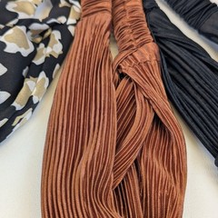 nOir Pleated Twist & Patterned Stretch Fashion Headbands Set of Three