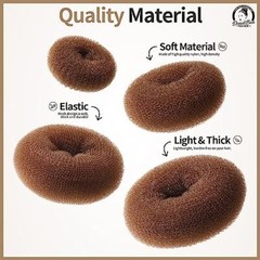 Hair Bun Maker, Bun Donuts for Buns, 7pcs, Light Brown D-Light Brown