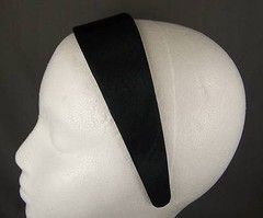 Black 1 7/8″ wide satin fabric covered headband hair band accessory
