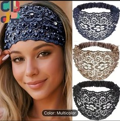 3pcs Set Elegant Floral Beaded Wide Headbands for Women Hair Accessories
