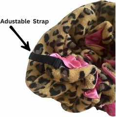 Cat Ear Leopard Satin Sleep Bonnet with Adjustable Strap for Curly Hair Women