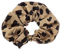 NWT Saint Laurent YSL Cassandre Logo Opyum Leopard Silk Scrunchie Hair Tie $495