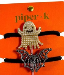NEW 5 Piper K Halloween Bling Spider Skull Ghost Bat Witch Hair Ties Elastics