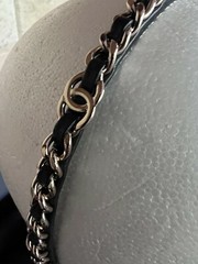CHANEL 22S Classic Black Leather Gold Chain headband CC logo