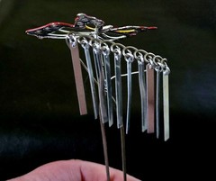 🦋VTG KANZASHI TREMBLING BUTTERFLY FRINGE METAL HAIR FORK/ STICK PIN/ ORNAMENT