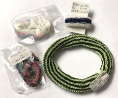 Red Hill Fabric Ponytail Holder Soft Green Black Stripe Headband Made in Italy