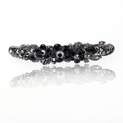Hand Made Hair Jewelry swarovski crystal Flower Hair Barrettes Black Rhinestone