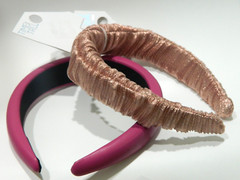Lot of 2 Modern Headbands 1.25 inches wide, Purple and Shiny Pink