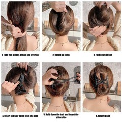 4Pcs Stretchy Beaded Hair Combs, Double Side Clips for Bun & DIY Hair Styling