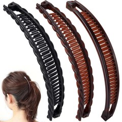 VARMDUKKE 3PCS Banana Hair Clips, 2 1 Count (Pack of 3), Black, Brown, 3pcs