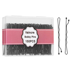 Vaincre Bobby Pin Hair Pins – 150 Count Bobby Pins Black Bulk with Storage Case,