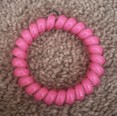 TELETIES Pink Plastic Round Spiral Coiled Hair Tie for Women All Hair Types