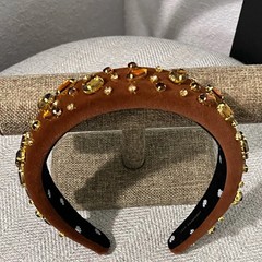 Lele Sadoughi NWOT $185 Walnut Brown Velvet Charlotte Crystal Sprinkle Headband