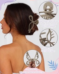 4 PCS Bow Hair 1 Count (Pack of 4), Black+Light Brown+Off-White+Dark Brown