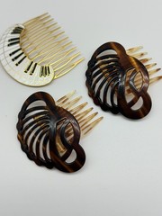 Lot Of 3 Vintage Hair Combs – 2 Made In France – 1 A.I.M. Piano Keys Comb