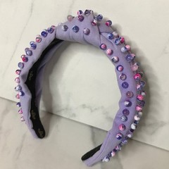 La Bella Lavender Bead Embellished Knotted Headband