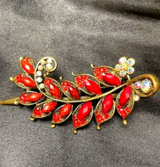 Red Rhinestone Opalescent MCM Large Hair Clip 4.75″ x 2.5″