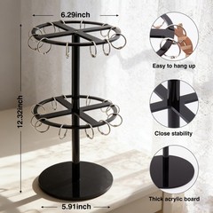 QUPIVA 2-Tier Black Acrylic Claw Clip Organizer Rack-Large Capacity