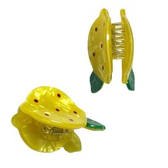 Mini Lemon Hair Claw Clip: Small Cute Acetate 1 Count (Pack of 2), Yellow