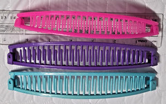 Banana Clips Hair Pink Purple Teal 80s Cincher Ponytail Taiwan Vintage Comb