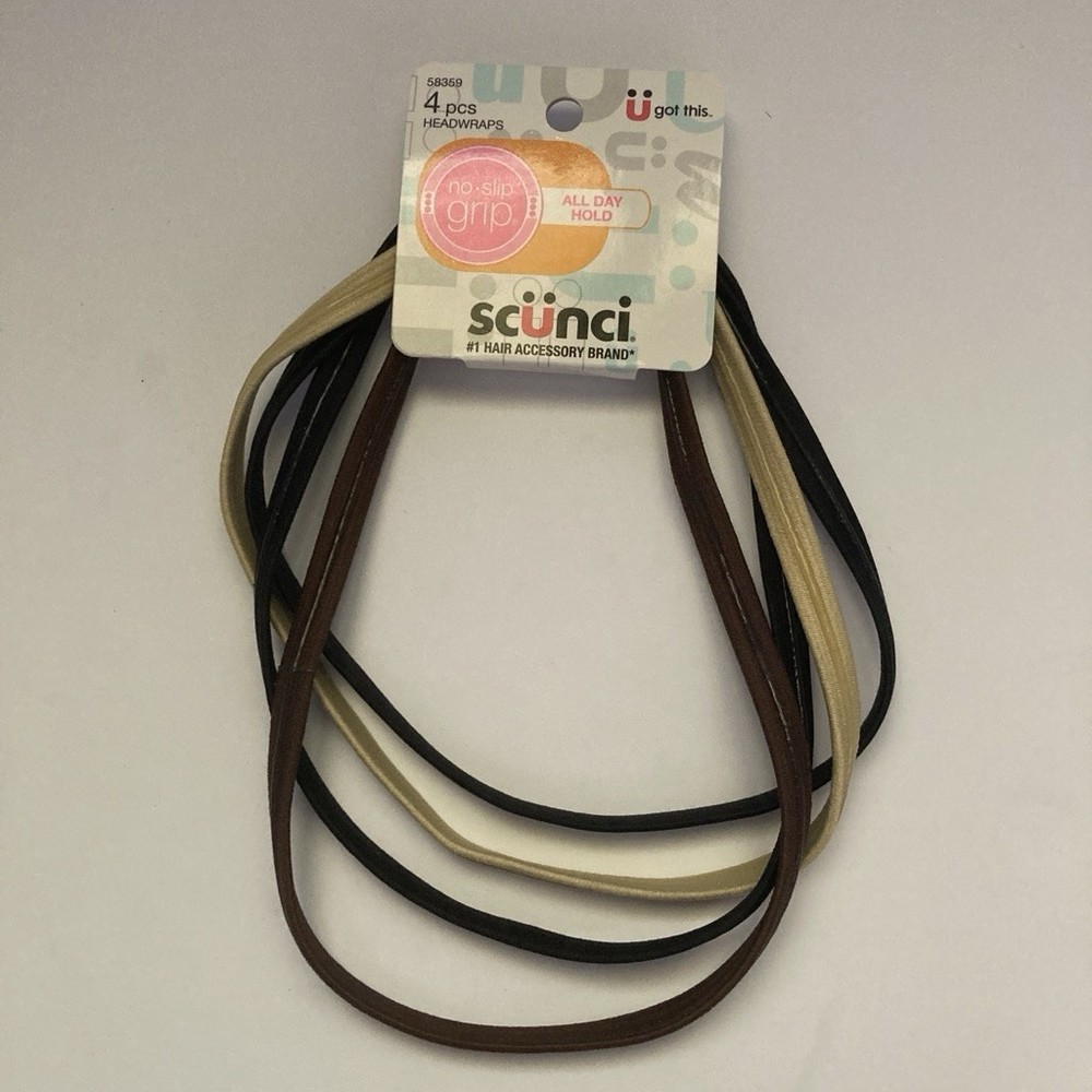 Scunci No-Slip Grip Multicolor Headwraps Pack Of 4
