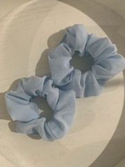 2 Blue Chiffon Handmade Scrunchies