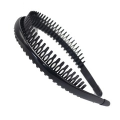 4 Black Plastic Smooth Hair Band Comb Headband 10mm with Teeth for Women