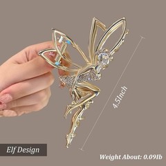 Metal Rhinestone Hair Clips for Girls – Fairy 1 Count (Pack of 1), Gold