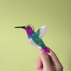 Cute Hummingbird Hair Clips,Funny Acetate Bird 1 Count (Pack of 1), Green