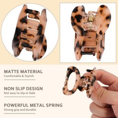 Hair Claw Clips 4 PCS Durable NonSlip Tortoise Small Thin Hair Leopard Print