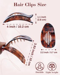 6 Pcs Flat Hair Claw 1 Count (Pack of 6), Glossy Leopard Print