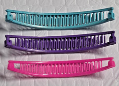 Banana Clips Hair Pink Purple Teal 80s Cincher Ponytail Taiwan Vintage Comb