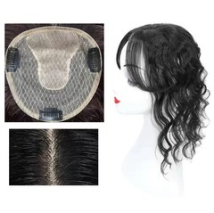 5″x5″ Cap 100% Human Hair Water Wave Wavy Hair Topper for Women Clip in 12″~14″