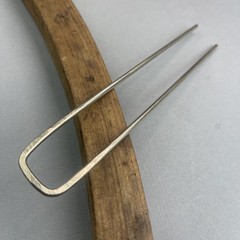 Long Metal Hair Stick, Fork, Pin, Hand Crafted