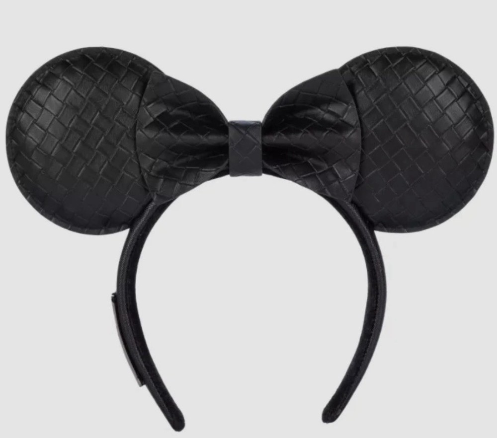 Loungefly Disney Mickey Mouse Ears Headband Black Faux Leather Padded Logo