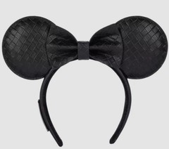 Loungefly Disney Mickey Mouse Ears Headband Black Faux Leather Padded Logo