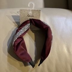 Natasha Burgundy/Silver Glitter Headband NWT Free Shipping