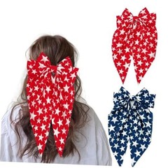 4th of July Bow Hair Clips for Women Girls, 2pcs Big Bows Independence Day A