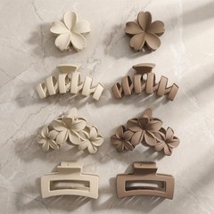SMKSL 8 Pcs Hair Clips for 1 Count (Pack of 8), Light brown & Creamy white