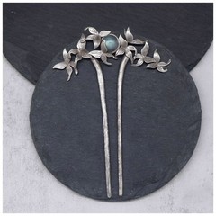 Vintage Silver Plated Floral Butterfly Short Hairpin Chinese Style Hairpin