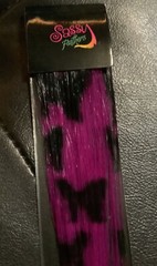Sassy Feathers Hair Weaving Clip In~ Purple/Black~ 2 New 17” Clip-In Pieces