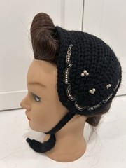 3 Charming VTG Ladies Knit Ear Warmer Tie Headbands Beaded Made In Italy Japan