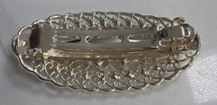 Flower Filigree Design Spring Clip Hair Barrette Hairpin Faux Pearl Silvertone