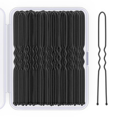 100pc U-Shaped Hair Pins 2.8″ – Black Salon Hairpins for Secure Bun Updos