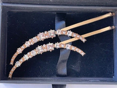 KELA Halo Hair Pins, Gold Encrusted Rhinestone and Faux Pearls New Free Ship