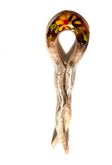 Vintage Mid-Century French Hair Pin Hand-Painted Floral Celluloid Lucite U-Pin