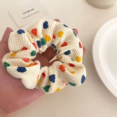 Colorful Heart Knit Hair Band Wide Elastic Ponytail Holder Scrunchie Girls