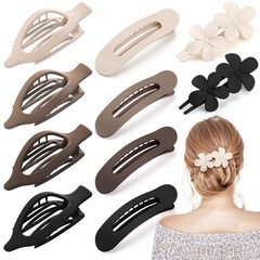 10 Pcs French Flat Hair Clips for Women – 3 Styles Non-slip Neutral color
