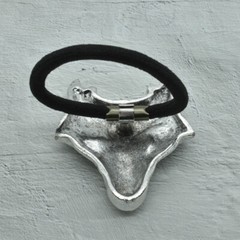 Antique Silver Tone Viking Wolf Elastic Hair Band Ponytail Holder For Women